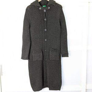 United Colors of Benetton Chocolate Brown Long Line Cardigan Duster Size Large